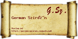 German Szirén névjegykártya